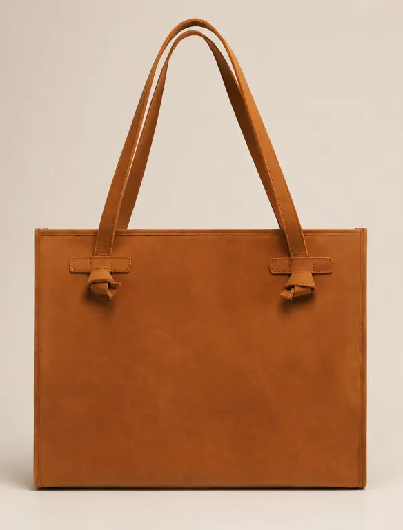 Large Camel Suede Tote Bag _ Knotted Handle Everyday Bag (14) Large Camel Suede Tote Bag | Knotted Handle Everyday Bag - Image 1