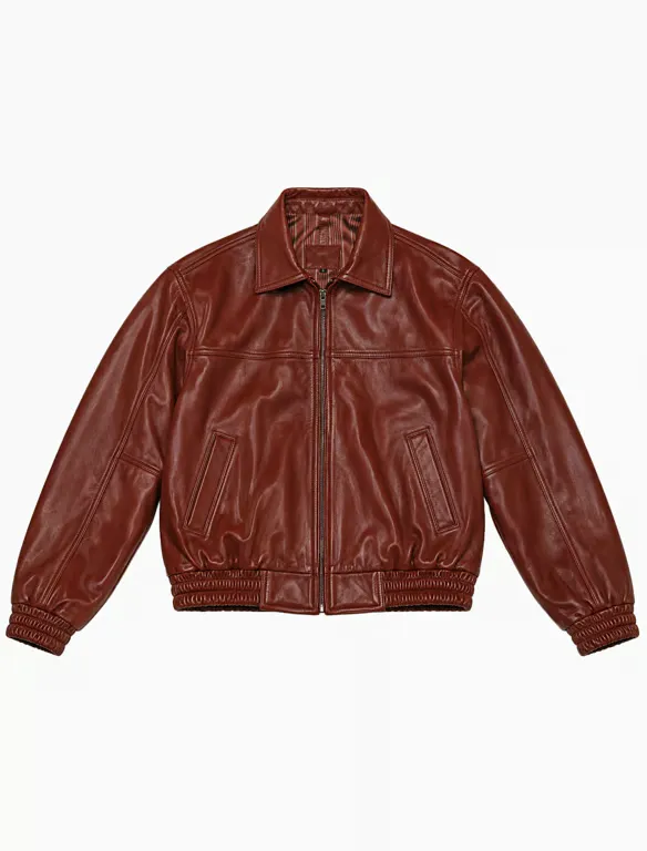 Classic Burgundy Leather Bomber Jacket _ Unisex Zip-Up Aviator Jacket Classic Burgundy Leather Bomber Jacket | Unisex Zip-Up Aviator Jacket - Image 1