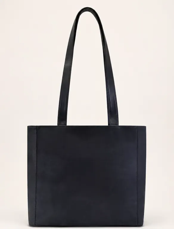 Large Dark Blue Suede Leather Tote Bag _ Minimalist Shoulder Bag Large Dark Blue Suede Leather Tote Bag | Minimalist Shoulder Bag - Image 1