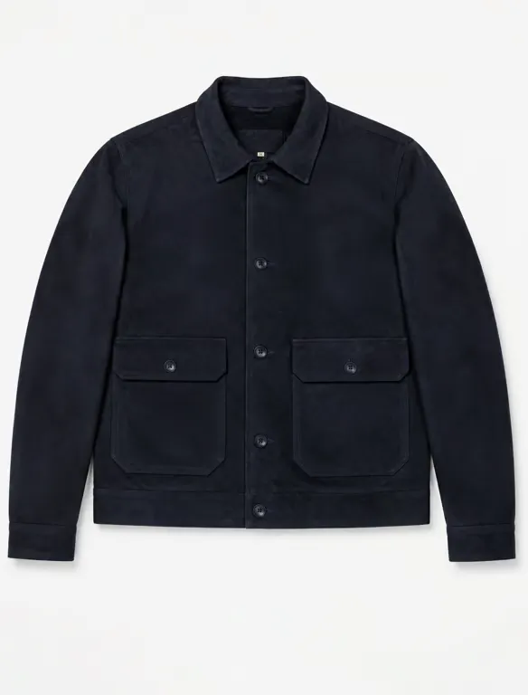 Classic Navy Suede Shirt Jacket _ Men's Button-Front Overshirt Jacket (4) Classic Navy Suede Shirt Jacket | Men's Button-Front Overshirt Jacket - Image 1